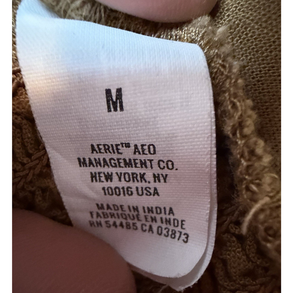 Aerie Linen Blend Corset Tank Tie Spaghetti Strap Size M Cottagecore Camel Brown - Picture 3 of 8